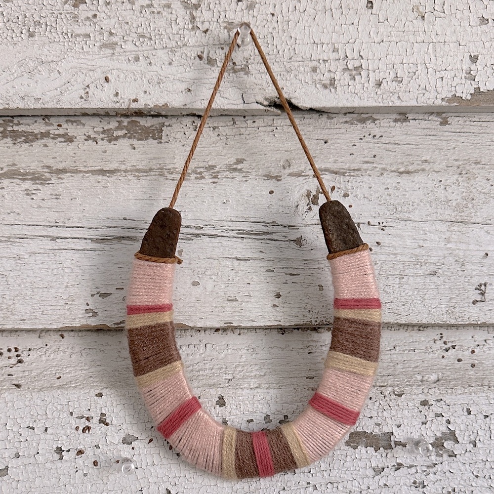 Yarn Wrapped Large Cast Iron Horseshoe Wall Decor